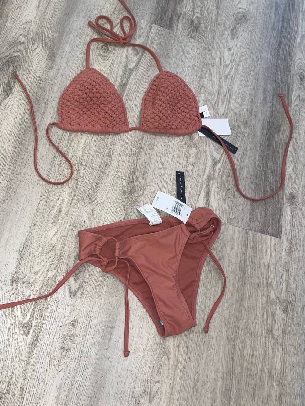 Crochet Triangle Bikini Set in Terracotta - Women Swim NWT